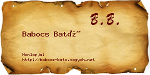 Babocs Bató névjegykártya